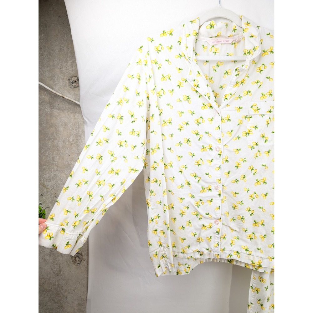Victorias Secret Lemon Pajama Set Size L 100% Cotton Novelty Fruit Sleep Lounge - Picture 3 of 9